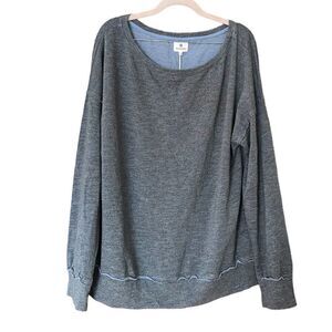 NWT Sundry Women’s Pullover Sweatshirt Oversized Raw Hem Gray Blue SIZE‎ 3 L